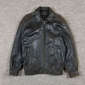 Vintage Field Gear Brown Leather Bomber Jacket Men’s S Full Zip Sun-faded Patina